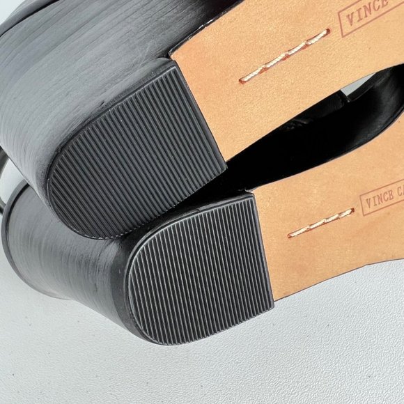 Vince Camuto Womens Lyssia Black Leather Sandals Open Toe Wedge Buckles size 9 - Picture 15 of 16